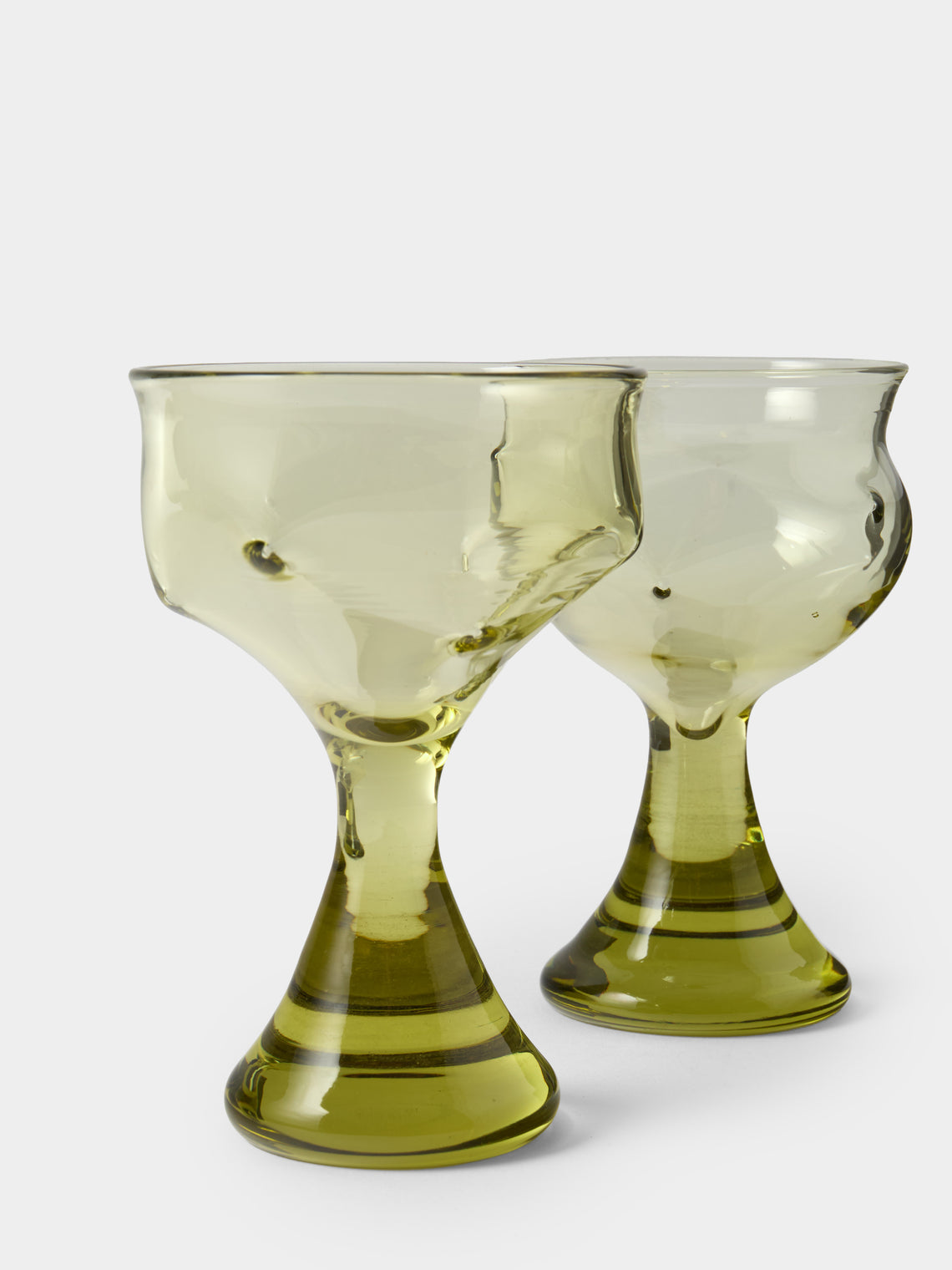 Nijima Glassworks - Hand-Blown Volcanic Wine Glasses (Set of 2) - Green - ABASK