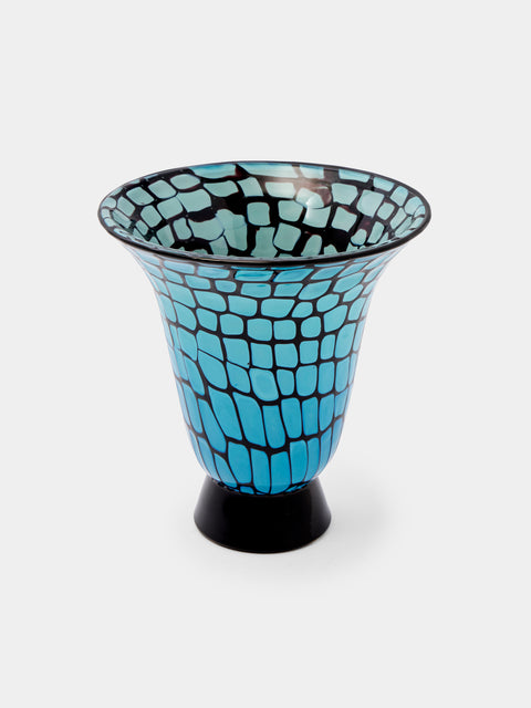 Antique and Vintage - 1960s Ercole Barovier Neo Murrine Murano Glass Vase (6.5in/17cm) - Blue - ABASK - 