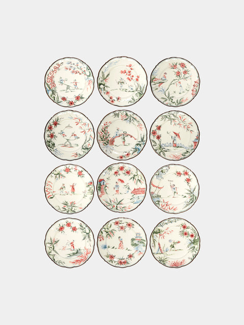 Laboratorio Paravicini - Chinoiserie Ceramic Dessert Plates (Set of 12) -  - ABASK