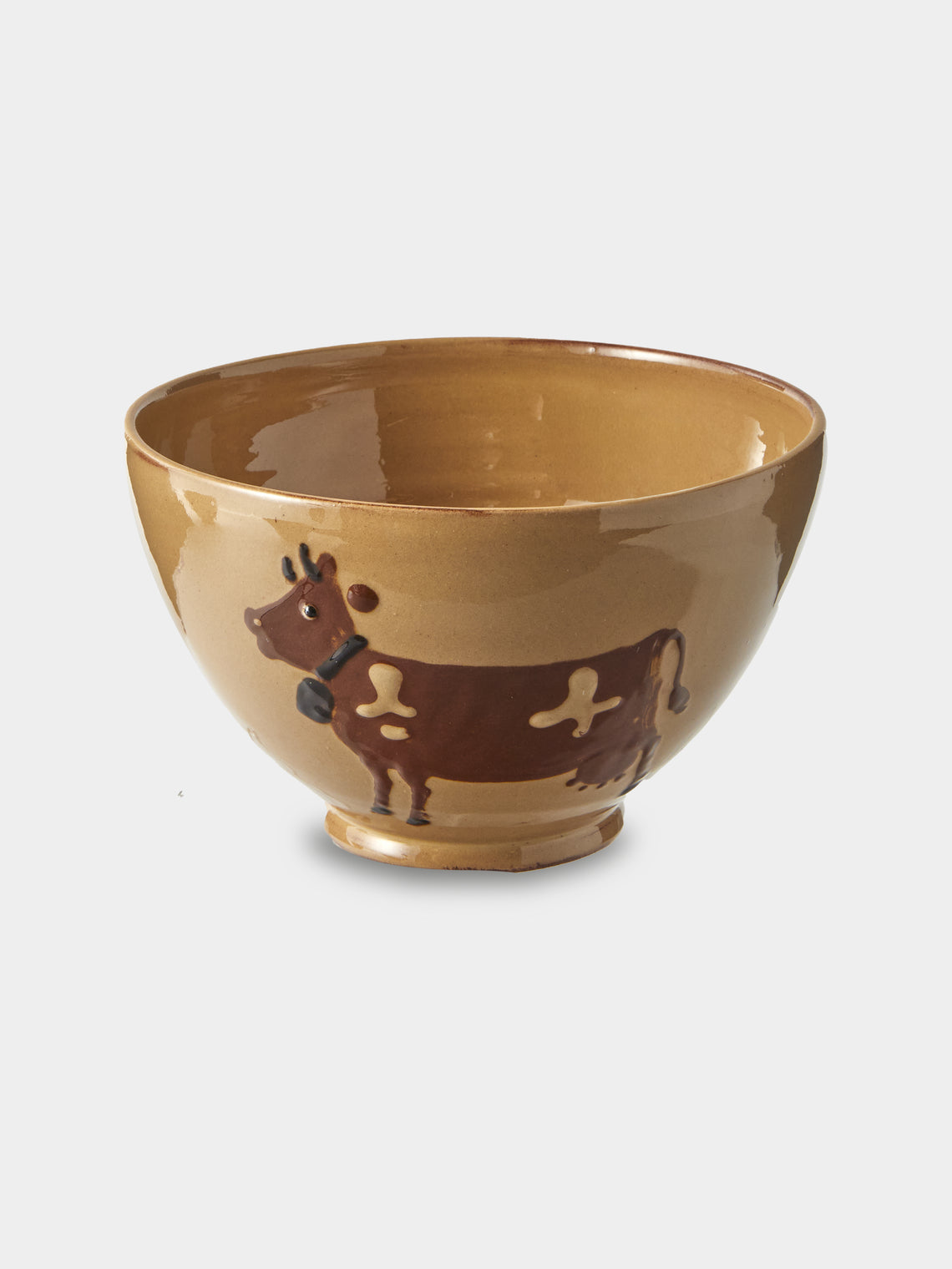 Poterie d’Évires - Cows Hand-Painted Ceramic Grand Bowls (Set of 4) - Cream - ABASK
