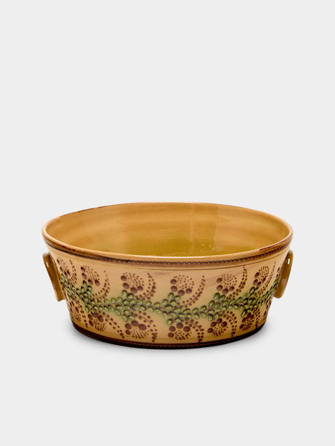 Poterie d’Évires - Flowers Hand-Painted Ceramic Small Handled Serving Bowl - Cream - ABASK - 