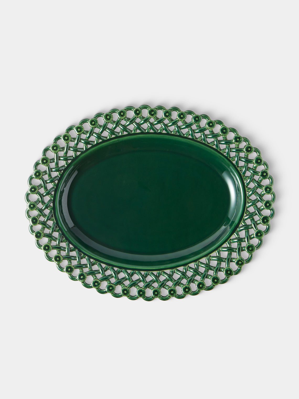 Maison Pichon Uzès - Meleia Hand-Glazed Ceramic Braided Platter - Green - ABASK - 