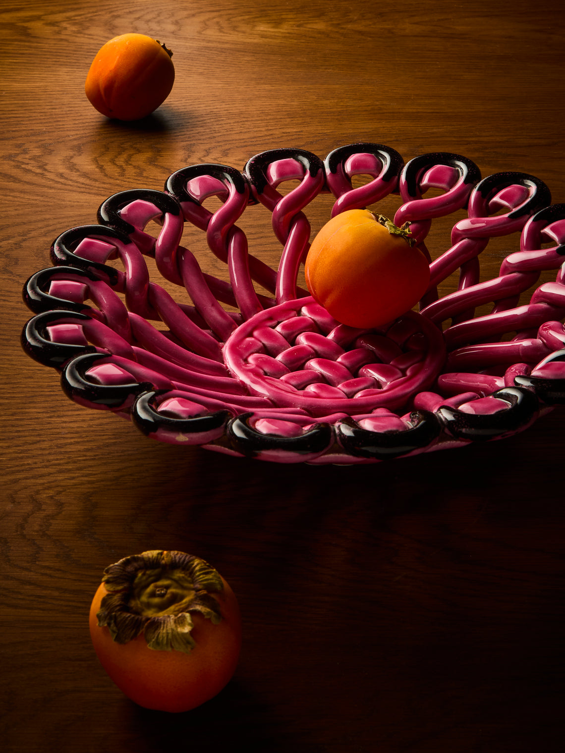 Antique and Vintage - 1950s Vallauris Braided Ceramic Bowl - Pink - ABASK