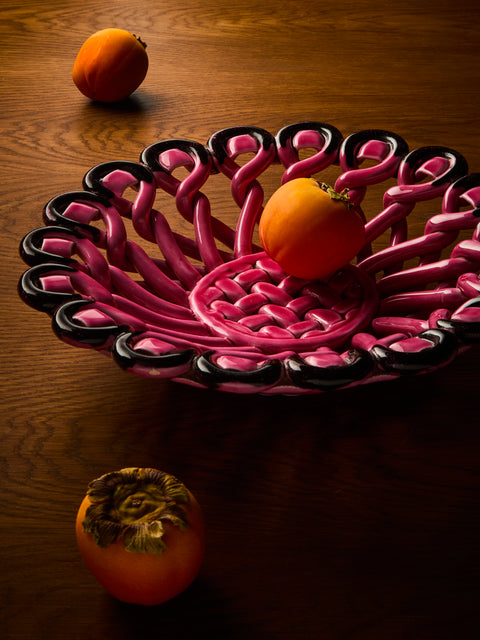 Antique and Vintage - 1950s Vallauris Braided Ceramic Bowl - Pink - ABASK