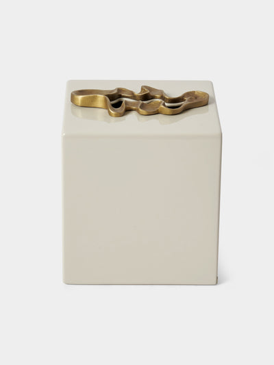 Viya - Saffron Lacquered Wood Tissue Box - Ivory - ABASK - 