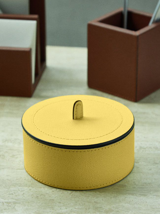 Giobagnara - Harris Leather Medium Trinket Box - Yellow - ABASK