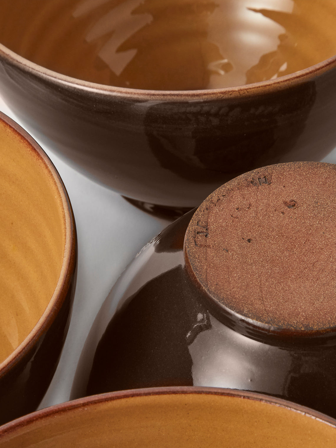 Poterie d’Évires - Birds Hand-Painted Ceramic Grand Bowls (Set of 4) - Light Brown - ABASK