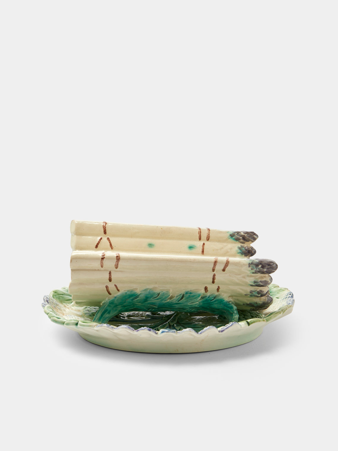 Antique and Vintage - 1900s Ceramic Asparagus Platter - Cream - ABASK - 