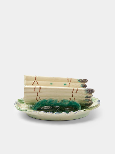 Antique and Vintage - 1900s Ceramic Asparagus Platter - Cream - ABASK - 