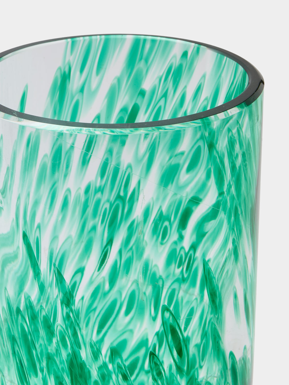 Antique and Vintage - 1970s Vistosi Glass Vase (13in/33cm) - Green - ABASK