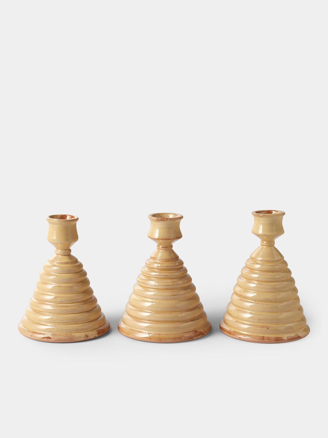 Poterie de Cliousclat - Slipware Candle Holders (Set of 3) - Cream - ABASK
