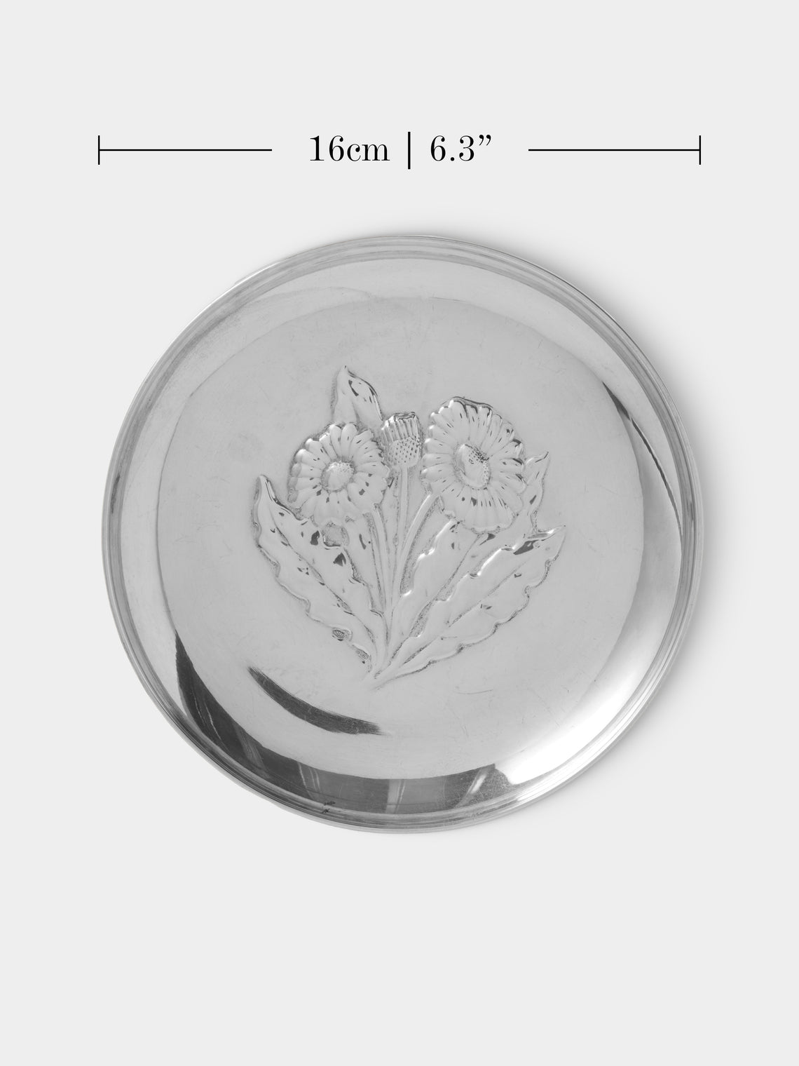 Antique and Vintage - 1950s Flower Silver-Plated Trinket Tray - Silver - ABASK