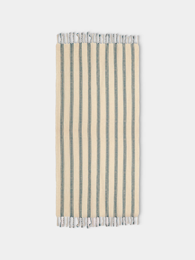 Mizar & Alcor - Turquoise Handwoven Linen and Cotton Towels (Set of 2) - Blue - ABASK