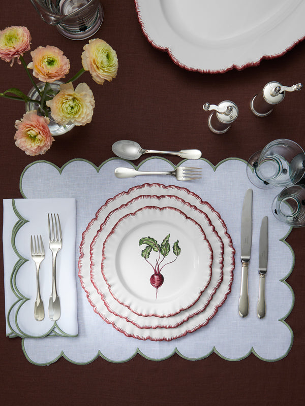 Atelier Soleil - Combed Edge Hand-Painted Ceramic Charger Plates (Set of 4) -  - ABASK