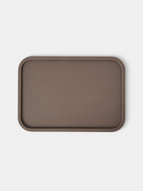 Giobagnara - Arcobaleno Leather Tray (12.5in/31.5cm) - Gray - ABASK - 