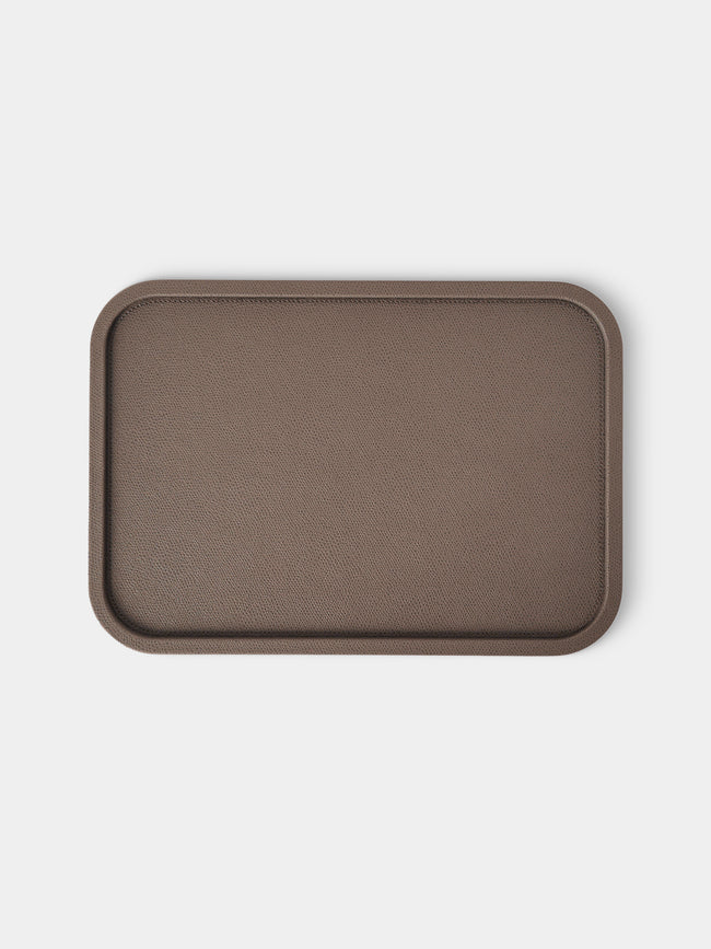 Giobagnara - Arcobaleno Leather Tray (12.5in/31.5cm) - Gray - ABASK - 