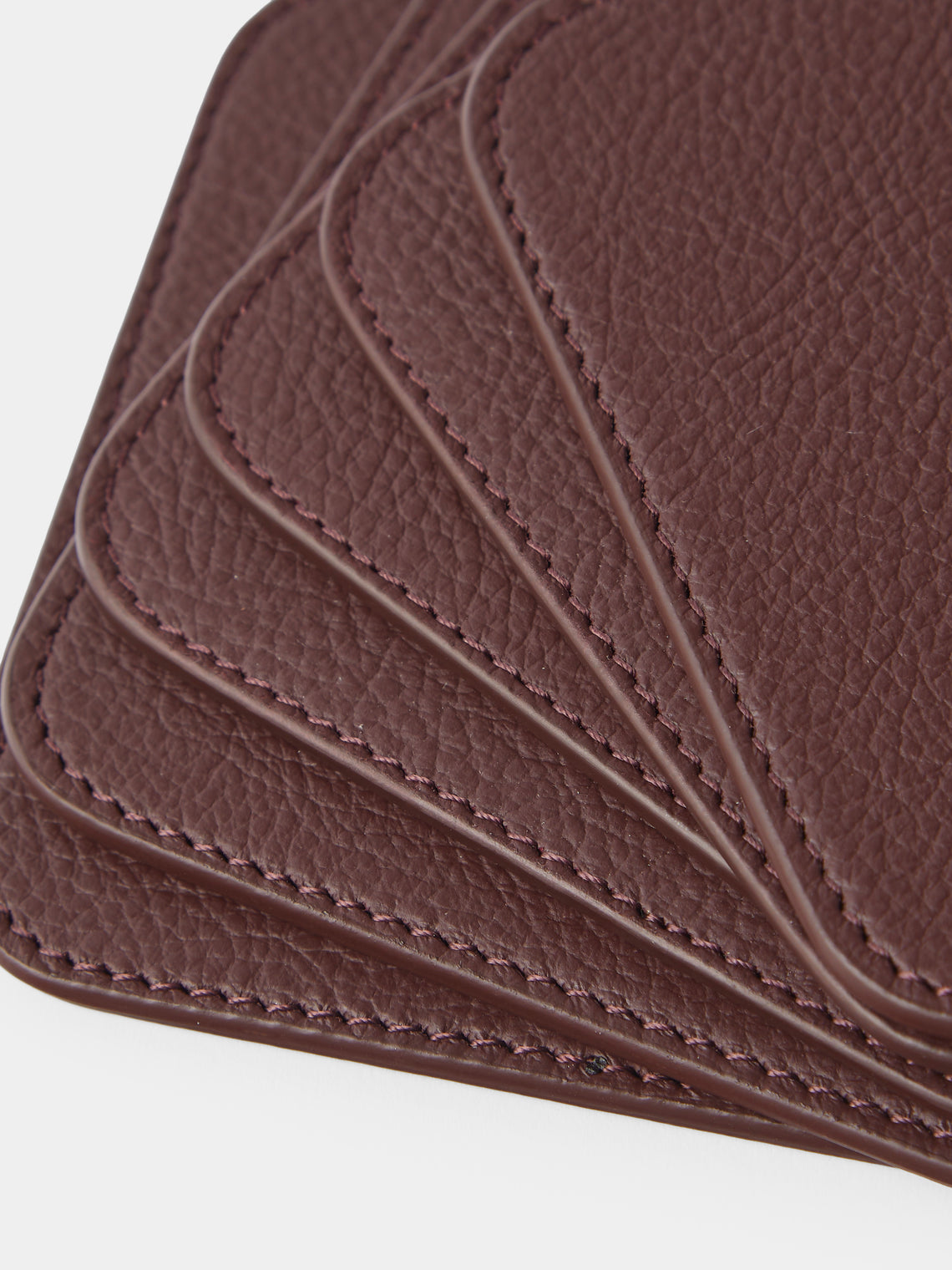 Giobagnara x Poltrona Frau - Leather and Walnut Coasters with Holder (Set of 6) - Burgundy - ABASK