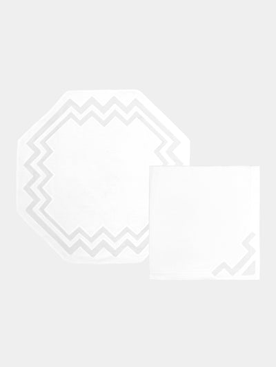 Taf Firenze - Punte Hand-Embroidered Linen Placemats and Napkins (Set of 6) -  - ABASK - 