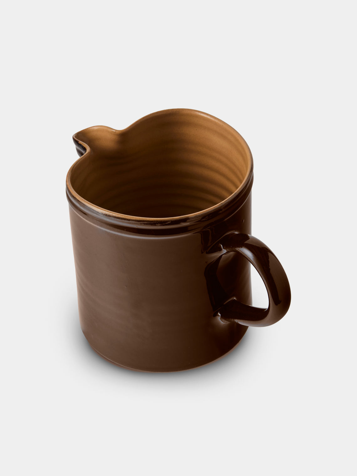 Poterie d’Évires - Cows Hand-Painted Ceramic Straight-Edge Medium Jug - Dark Brown - ABASK