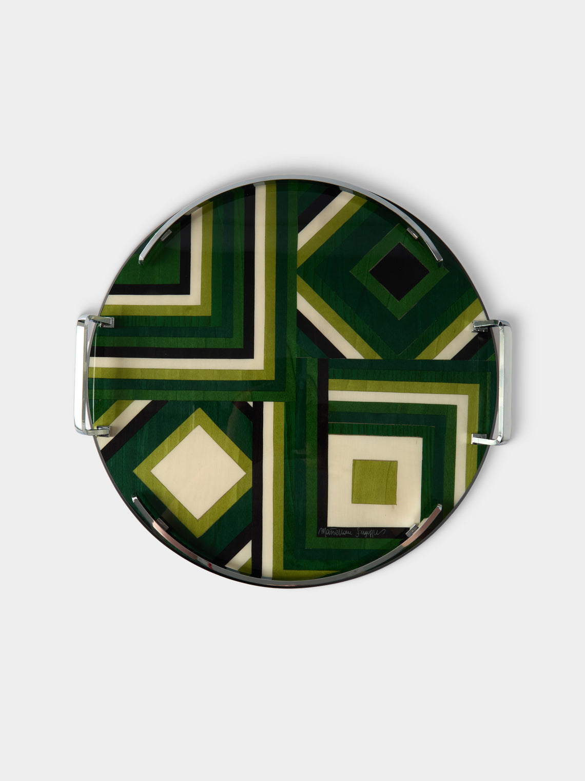 Mastellone Giuseppe - Wood Inlay Tray (12.5in/32cm) - Green - ABASK - 