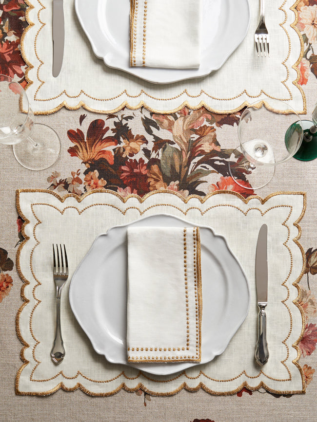 Borgo delle Tovaglie - Letizia Embroidered Linen Placemats (Set of 4) - Gold - ABASK