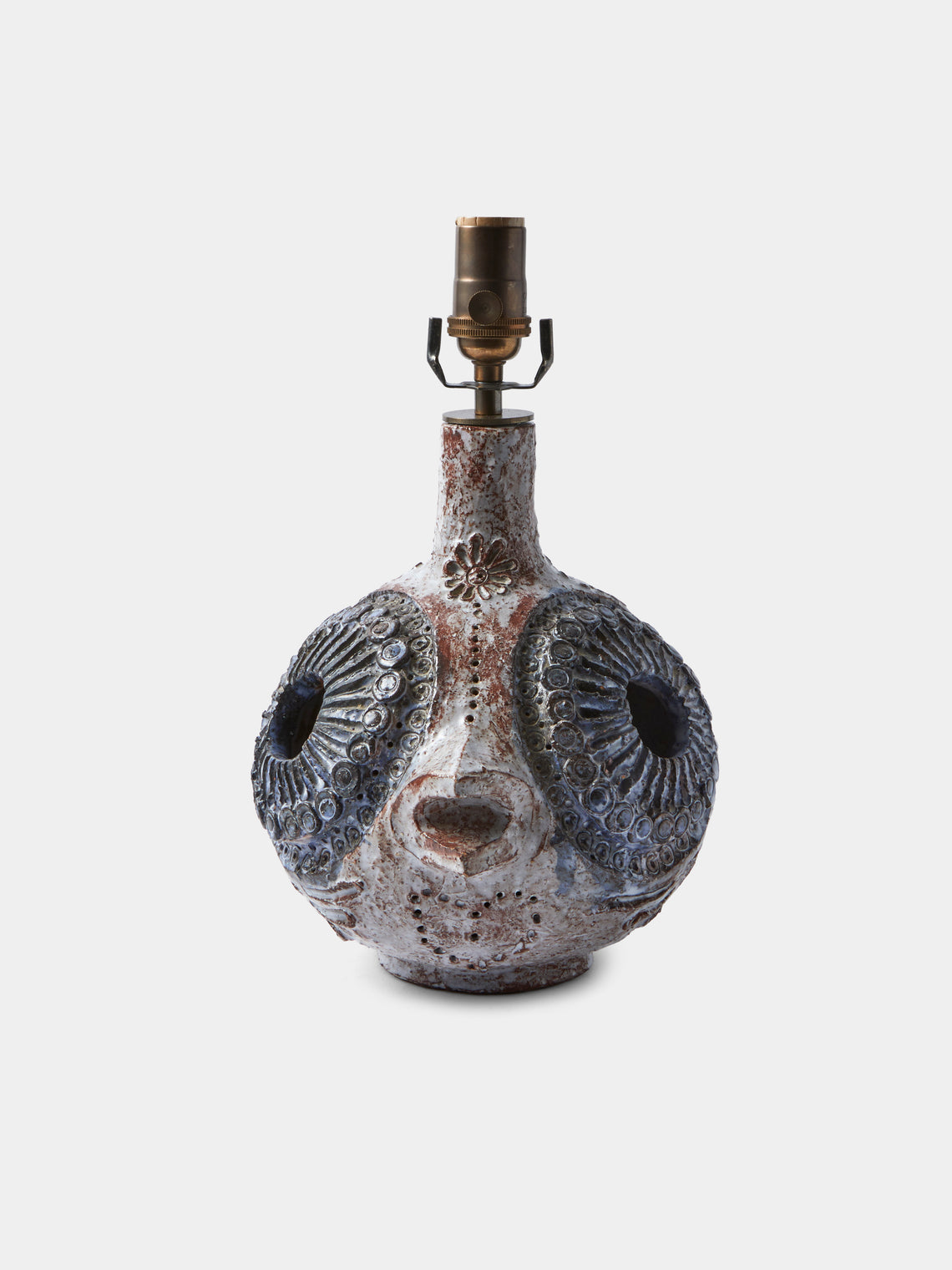 Antique and Vintage - 1970s Fish Ceramic Table Lamp - Gray - ABASK - 