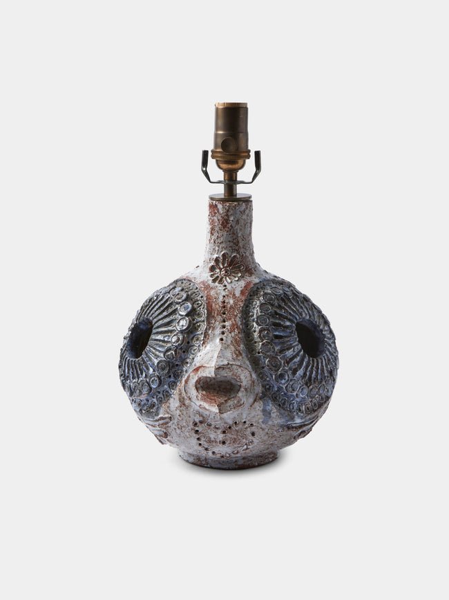 Antique and Vintage - 1970s Fish Ceramic Table Lamp - Gray - ABASK - 