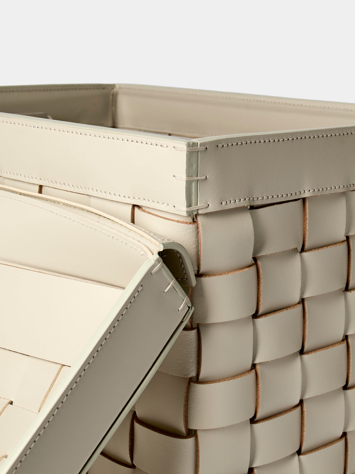 Riviere - Barcelona Water-Resistant Leather Laundry Basket - Ivory - ABASK