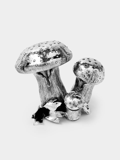 Milanese Silver - Mushroom Sterling Silver Large Salt and Pepper Shakers (Set of 2) - Silver - ABASK - 