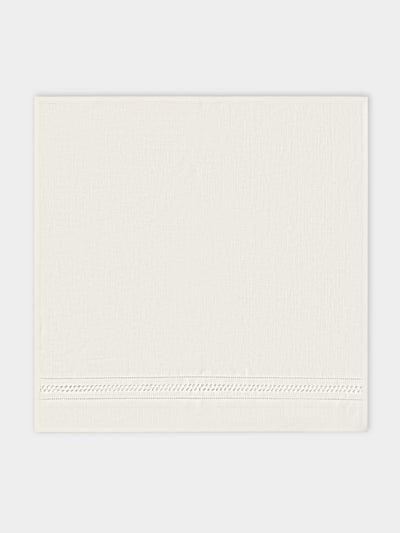 Volga Linen - Diamond-Stitch Linen Napkins (Set of 6) - White - ABASK - 