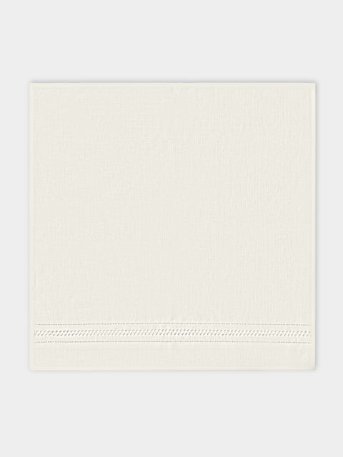 Volga Linen - Diamond-Stitch Linen Napkins (Set of 6) - White - ABASK - 