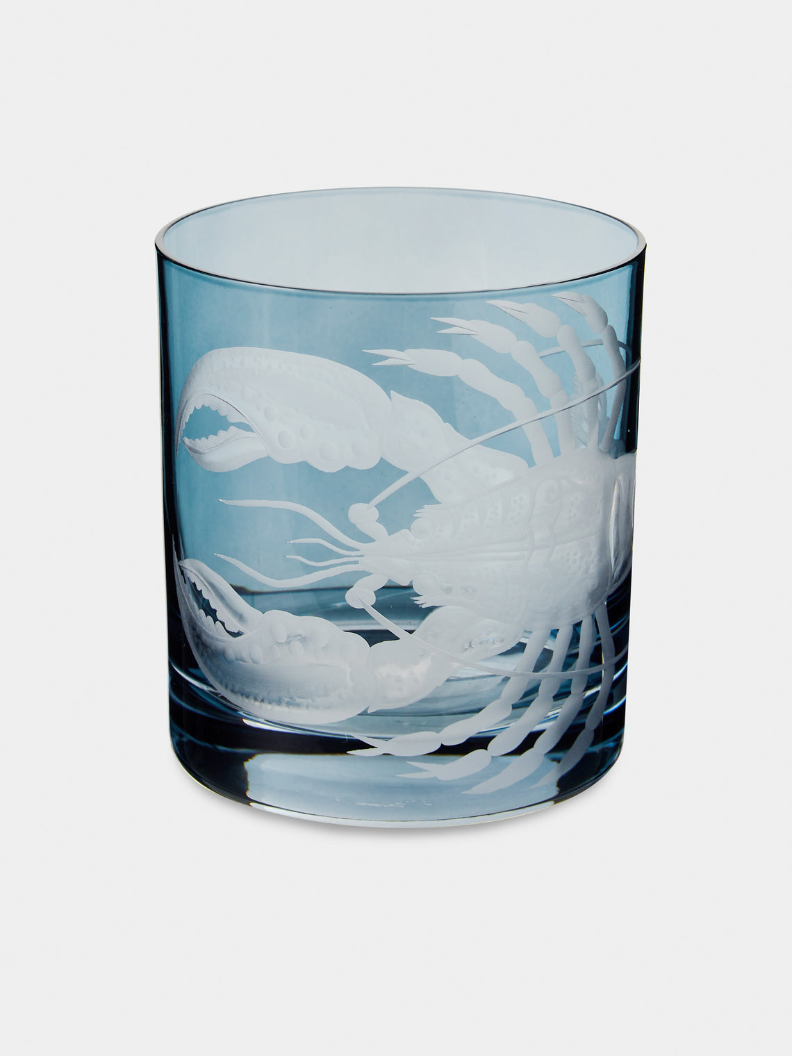 Artel - Lobster Hand-Engraved Crystal Double Old Fashioned Tumbler (12.5oz/365ml) - Blue - ABASK - 