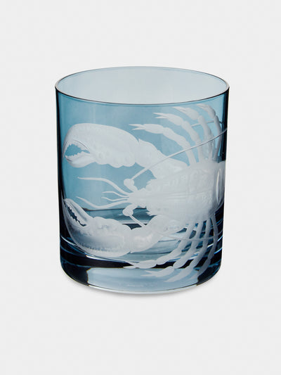 Artel - Lobster Hand-Engraved Crystal Double Old Fashioned Tumbler (12.5oz/365ml) - Blue - ABASK - 