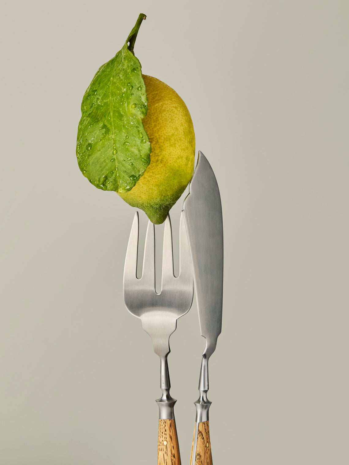 Eichenlaub - Light Oak Old German Fish Serving Fork and Knife (Set of 2) - Natural - ABASK