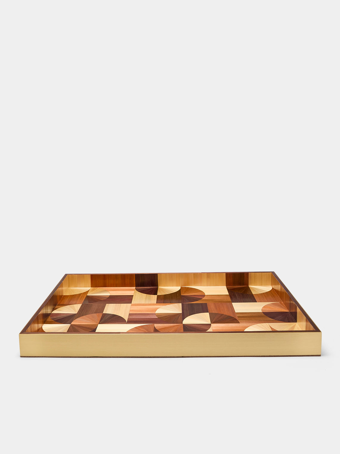 60s Rye Straw Inlay Wood Tray (17.5in/45cm)