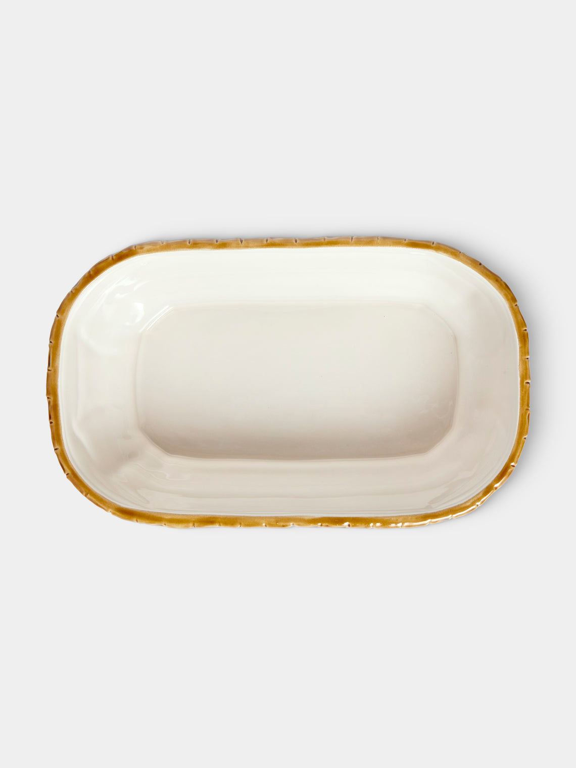 Verdolini - Bamboo Hand-Painted Ceramic Deep Serving Dish - White - ABASK