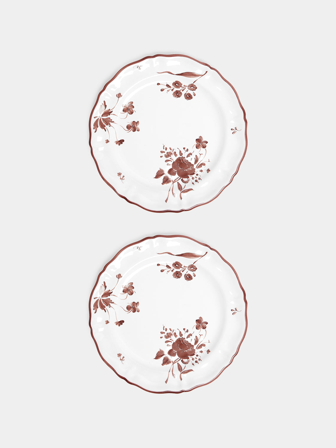 Z.d.G - Camaïeu Hand-Painted Ceramic Salad / Dessert Plates – 8in/21cm (Set of 2) - White - ABASK