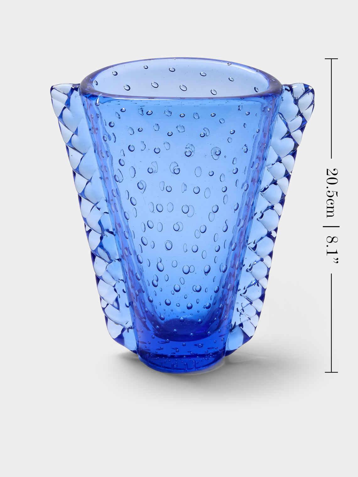 Antique and Vintage - 1950s Ercole Barovier Bullicante Murano Glass Vase (8in/20.5cm) - Blue - ABASK