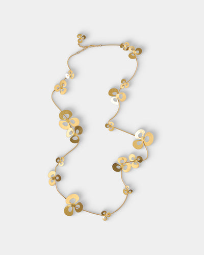 Mahnaz Collection - Women's Vintage 1985 Hervé van der Straeten French Gilded Brass Leaf Flower Chain Necklace - Gold - ABASK - 