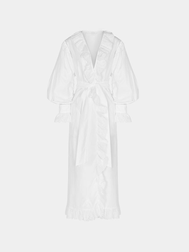 Loretta Caponi - Ursula Embroidered Cotton Dress | Size: S -  - ABASK - 