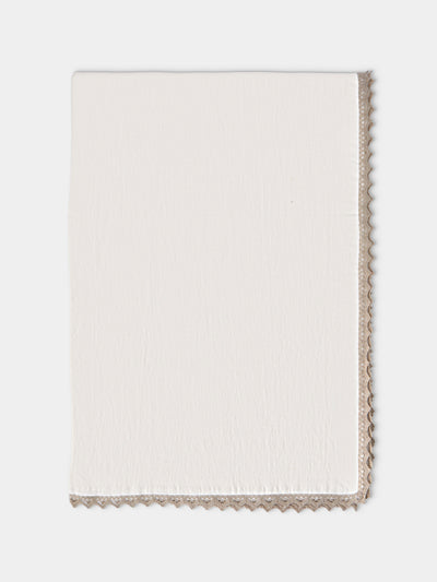 Borgo delle Tovaglie - Bagheria Embroidered Linen Rectangular Tablecloth (165.5in/4.2m) - Ivory - ABASK - 