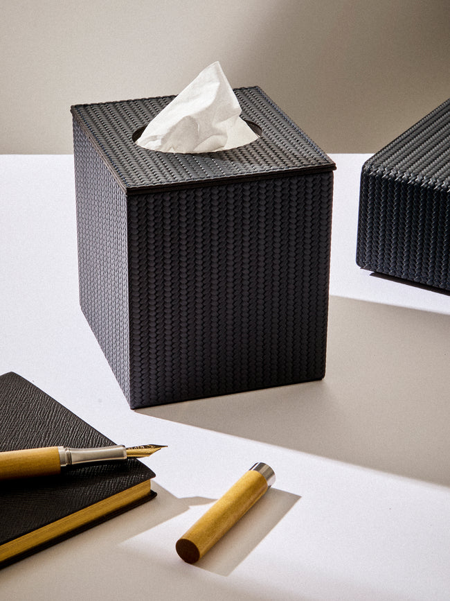 Pinetti - Leather Magnetic Tissue Box - Navy - ABASK