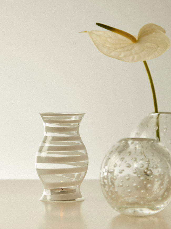 Yali Glass - Nastro Hand-Blown Murano Glass Candle Cover - White - ABASK