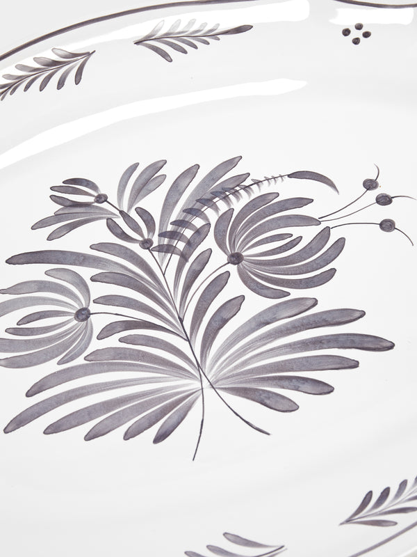 Bourg Joly Malicorne - Antique Fleurs Hand-Painted Ceramic Large Oval Serving Dish -  - ABASK