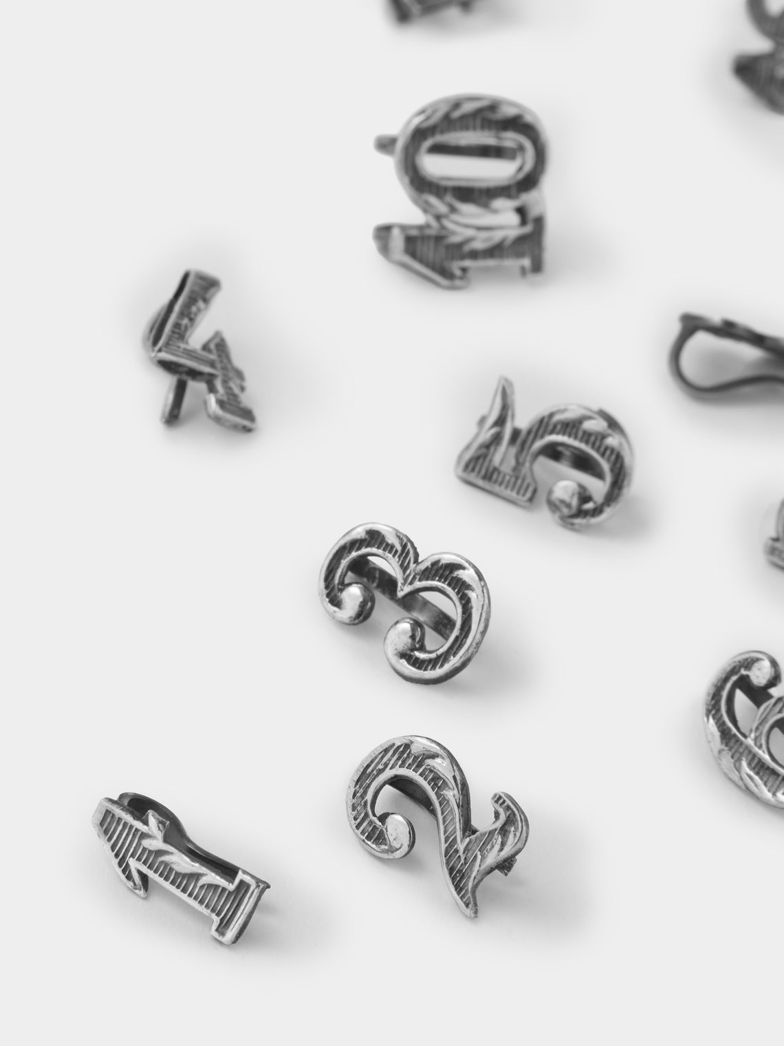 Antique and Vintage - 1915 Sterling Silver Numbered Glass Toppers (Set of 12) - Silver - ABASK