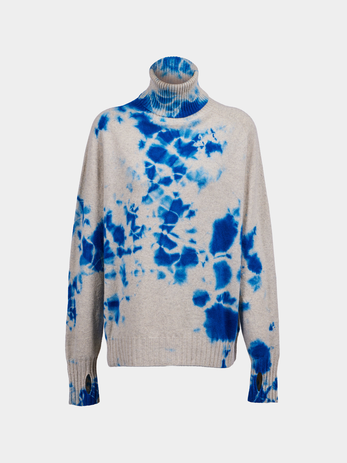 Suzusan - Shibori Cashmere Seamless Turtleneck Raglan Sweater | Size: S - Blue - ABASK - 