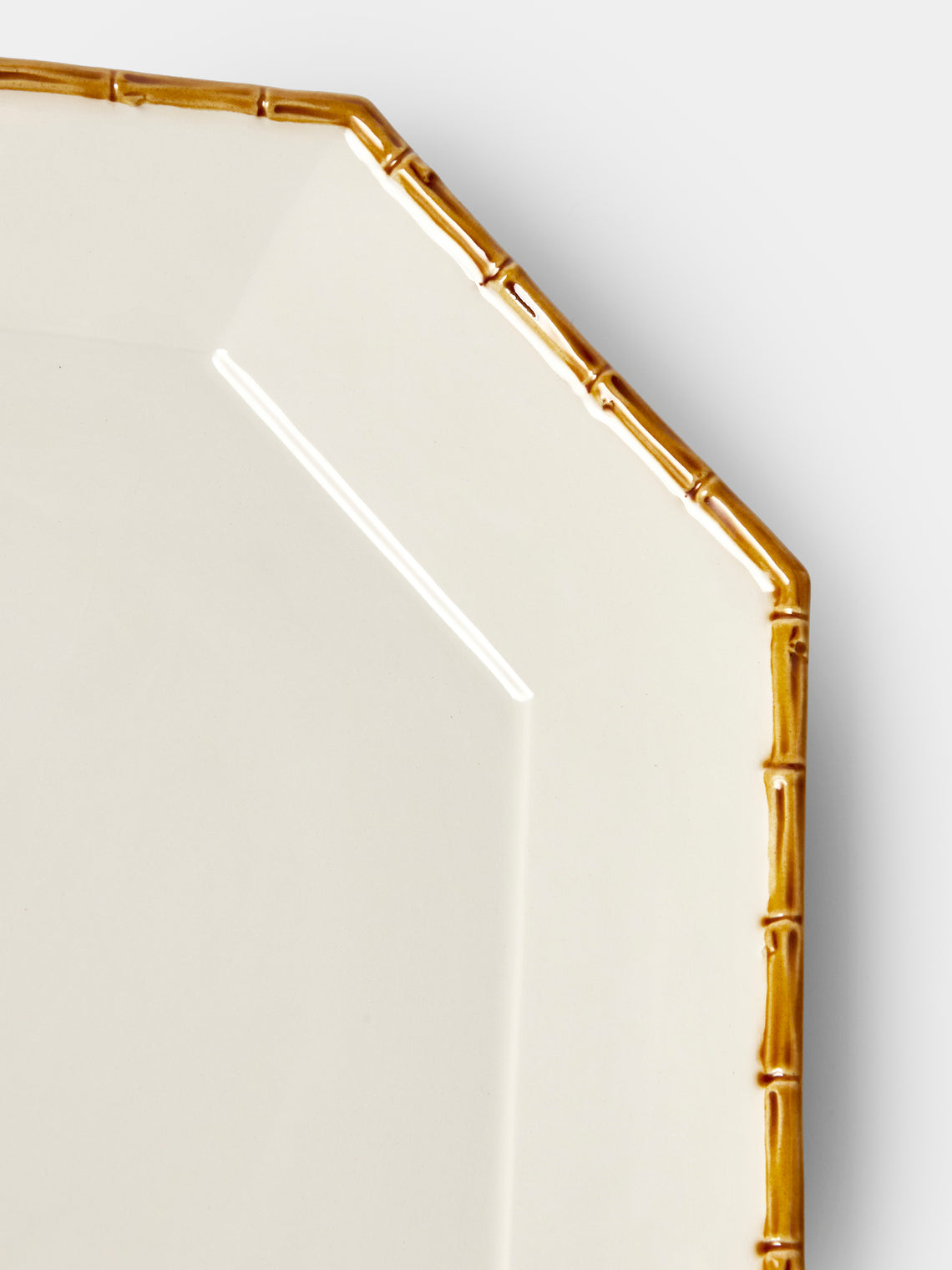 Verdolini - Bamboo Hand-Painted Ceramic Charger Plate (13in/33cm) - White - ABASK