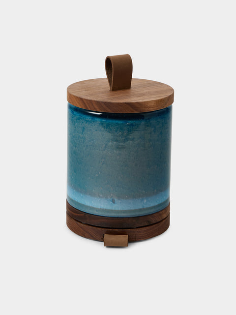 Wannes Antwerp - Antoine Comporta Hand-Blown Glass and Walnut Portable Lamp - Blue - ABASK - 