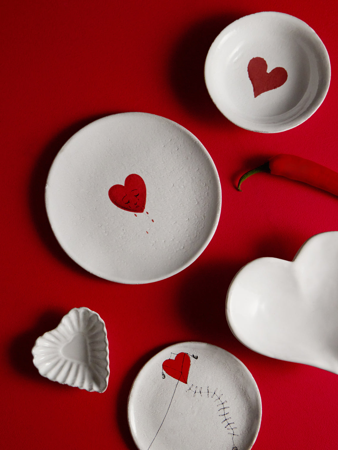Astier de Villatte - Crying Heart Hand-Glazed Ceramic Small Plate (Set of 2) - White - ABASK