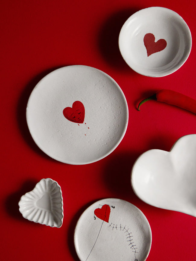 Astier de Villatte - Crying Heart Hand-Glazed Ceramic Small Plate (Set of 2) - White - ABASK